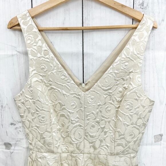 Erin Fetherston Sz 6 Cream Floral Jacquard Dress Mini Fit & Flare Sleeveless - Picture 3 of 8